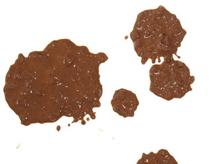 drops of mud sprayed isolated on white background, with clipping path