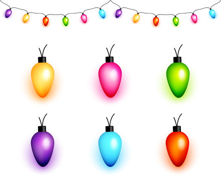 Colorful Christmas light bulbs