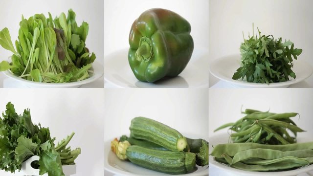 collage of green raw organic vegetables
