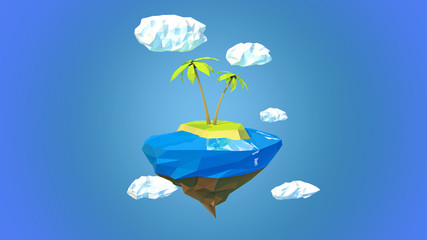 Little beautiful planet-island floating in the sky.