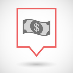 Fototapeta premium Isolated tooltip line art icon with a dollar bank note