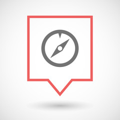 Isolated tooltip line art icon with a compass