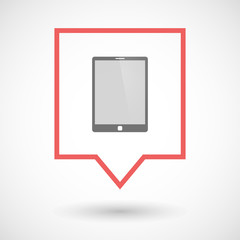 Isolated tooltip line art icon with a tablet computer