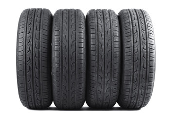 new tyres isolated on white background