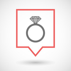 Isolated tooltip line art icon with an engagement ring