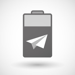 Isolated battery icon with a paper plane