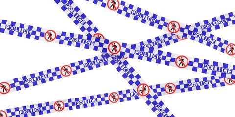 Blue and White Checkered Police No Entry Symbol Tape Background