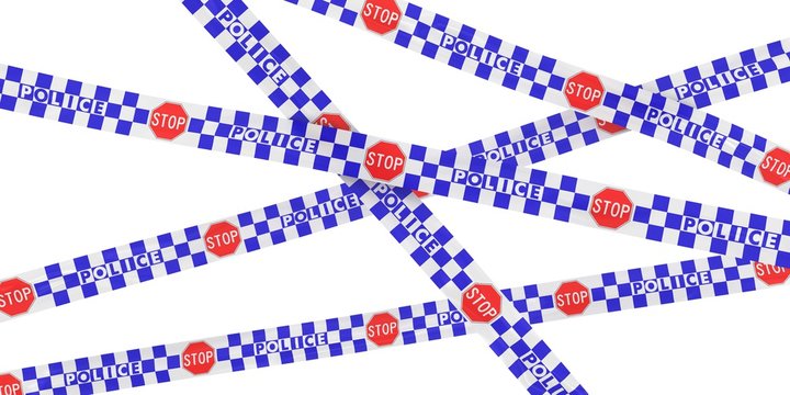Blue and White Checkered Police Stop Sign Tape Background