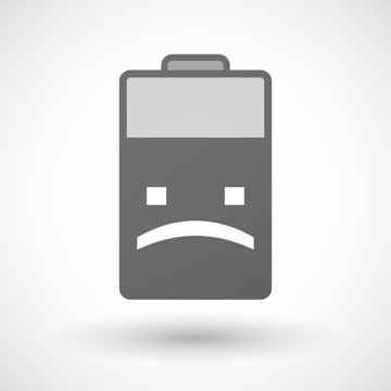 Isolated battery icon with a sad text face