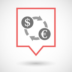 Isolated tooltip line art icon with a dollar euro exchange sign