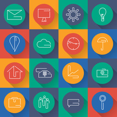 line craft web icons set for business in flat design. Vector