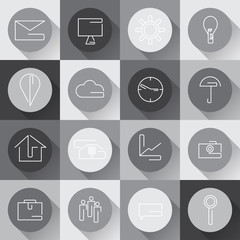 line craft web icons set for business in flat design. Vector
