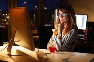 Businesswoman working late
