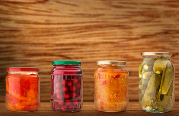 Fototapeta na wymiar Pickled vegetables in jar