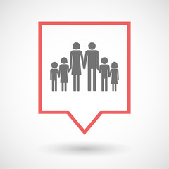 Isolated tooltip line art icon with a large family  pictogram