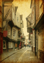 The Shambles, a medieval street in York, England, UK