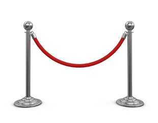 Chrome Stanchions with rope. Image with clipping path - 97593502