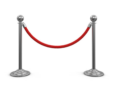 Chrome Stanchions with rope. Image with clipping path