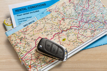 Car remote key on map