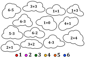 Colorful clouds as the counting for little kids - coloring book - vector svg
