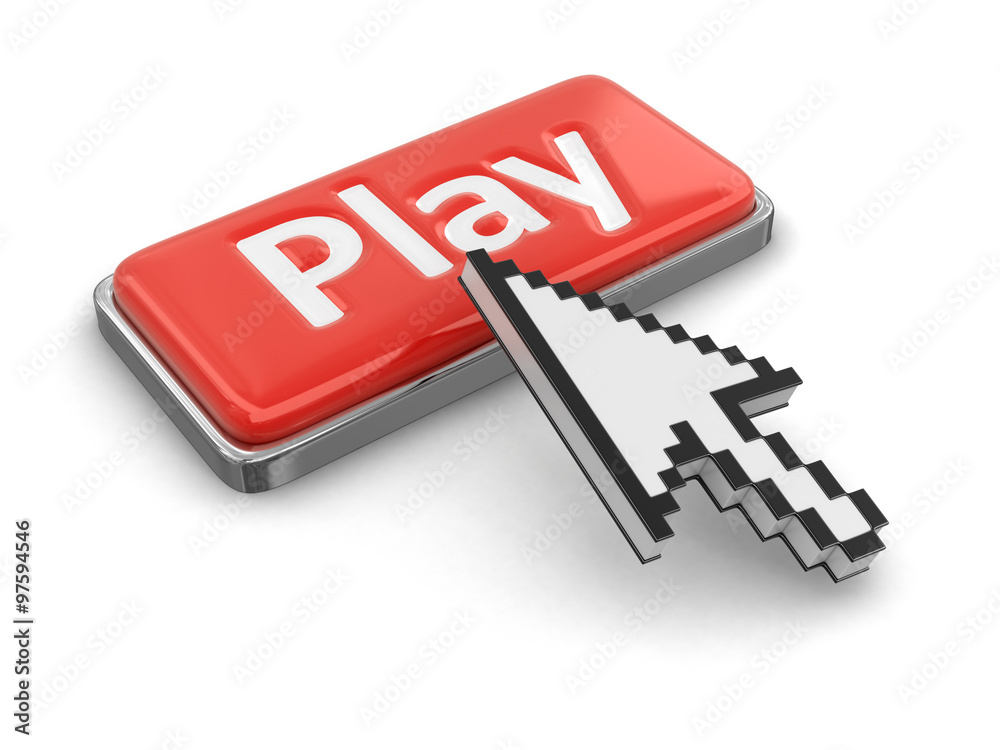 Poster cursor and button play. image with clipping path