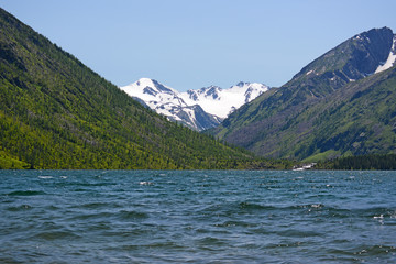 Mountain landscape with lake in Altai, Russia