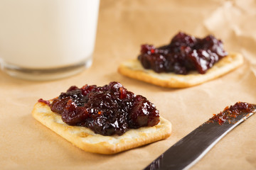 Quince jam on crackers