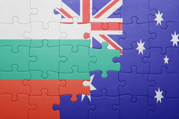 puzzle with the national flag of bulgaria and australia