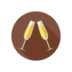 Clink glasses with champagne.