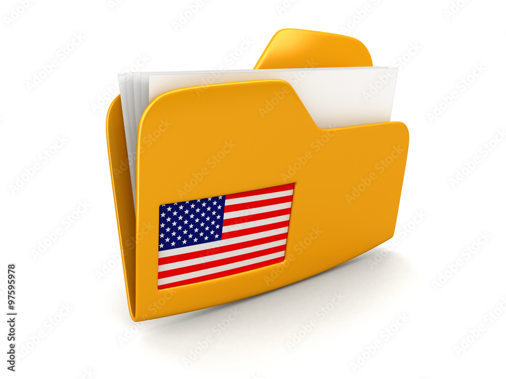 Poster folder and lists with american flag. image with clipping path