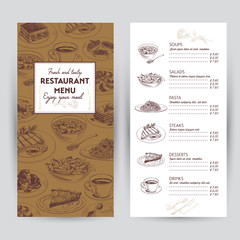 Vector hand drawn food illustration. Restaurant menu.