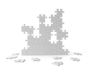 Grey puzzle pieces on white background