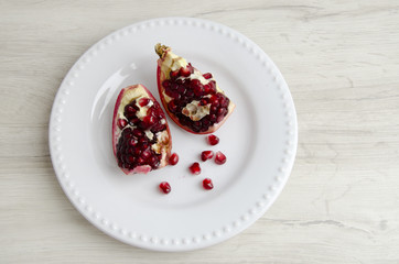 Pomegranate on plate