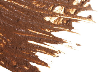 drops of mud sprayed isolated on white background, with clipping path