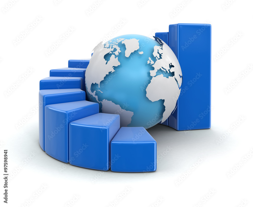 Poster 3d globe with graph. image with clipping path