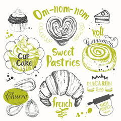 Vector illustration funny sketch of dessert. 