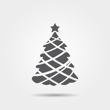 Christmas tree grey icon