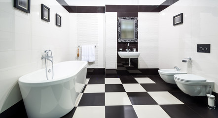 Modern master bathroom in luxury home
