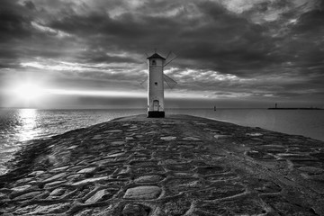 Lighthouse windmill Stawa Mlyny, Swinoujscie, Baltic Sea, Poland. © Radoslaw Maciejewski