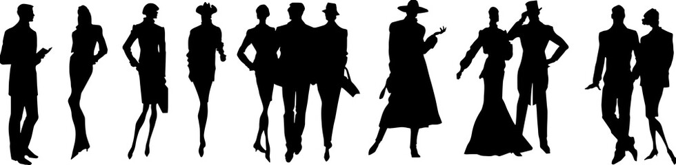 Set of Silhouettes of People