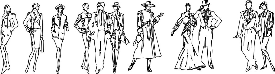 Set of Silhouettes of People