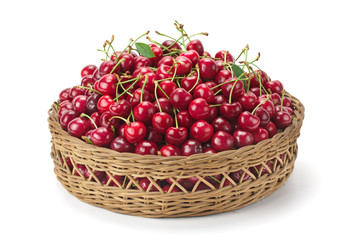 sweet ripe cherries in a basket