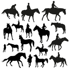 Set of vector horses silhouettes