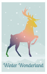 deer in snowy winter night