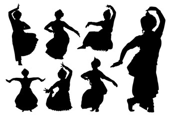 Indian dancers silhouettes