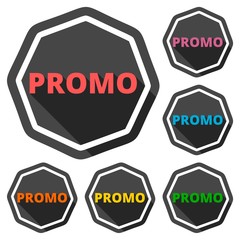Promo icons set with long shadow