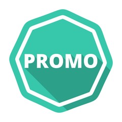 Promo green icon with long shadow