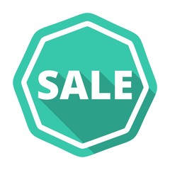 Sale green icon with long shadow