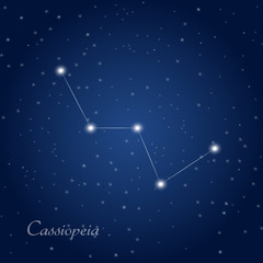 Obraz na płótnie Canvas Cassiopeia constellation at starry night sky 