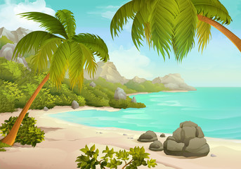 Tropical beach vector background © Natis